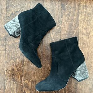 Nine West Black Ankle Boots with Suede Heel